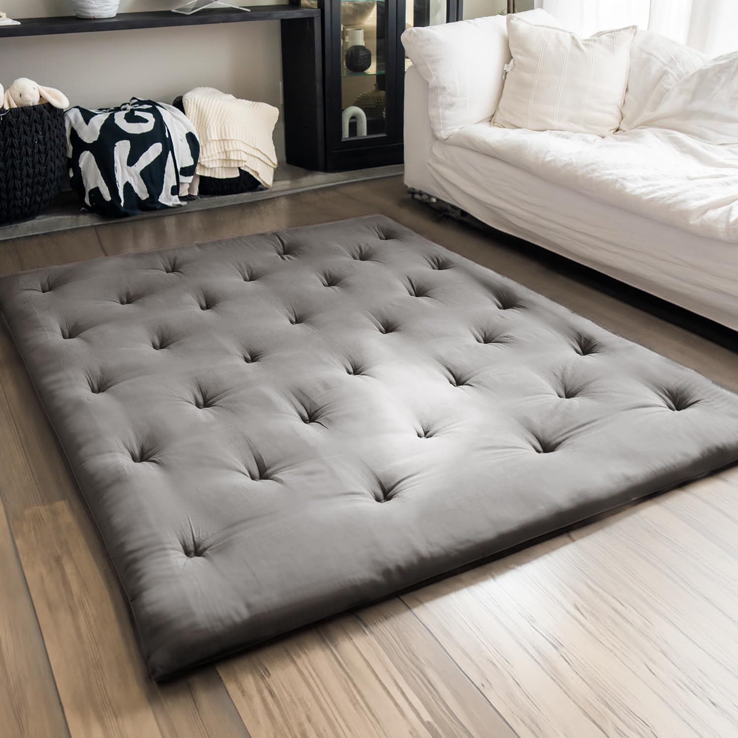 ZonLi Japanese Floor Futon Mattress Full Size 54quotx 80quot100 Cotton 25 Thicken Tatami MattressFoldable Sleeping PadPortable Dormitory Tatami MatRoll Up Floor Lounger Bed for Adult Light GreyGrey