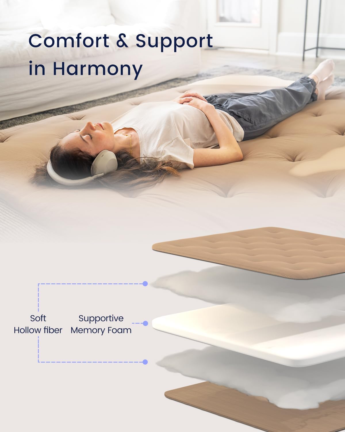 ZonLi Japanese Floor Futon Mattress Full Size 54quotx 80quot100 Cotton 25 Thicken Tatami MattressFoldable Sleeping PadPortable Dormitory Tatami MatRoll Up Floor Lounger Bed for Adult Light GreyKhaki