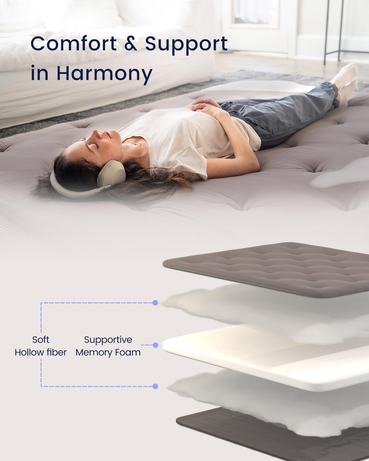 ZonLi Japanese Floor Futon Mattress Full Size 54quotx 80quot100 Cotton 25 Thicken Tatami MattressFoldable Sleeping PadPortable Dormitory Tatami MatRoll Up Floor Lounger Bed for Adult Light GreyGrey