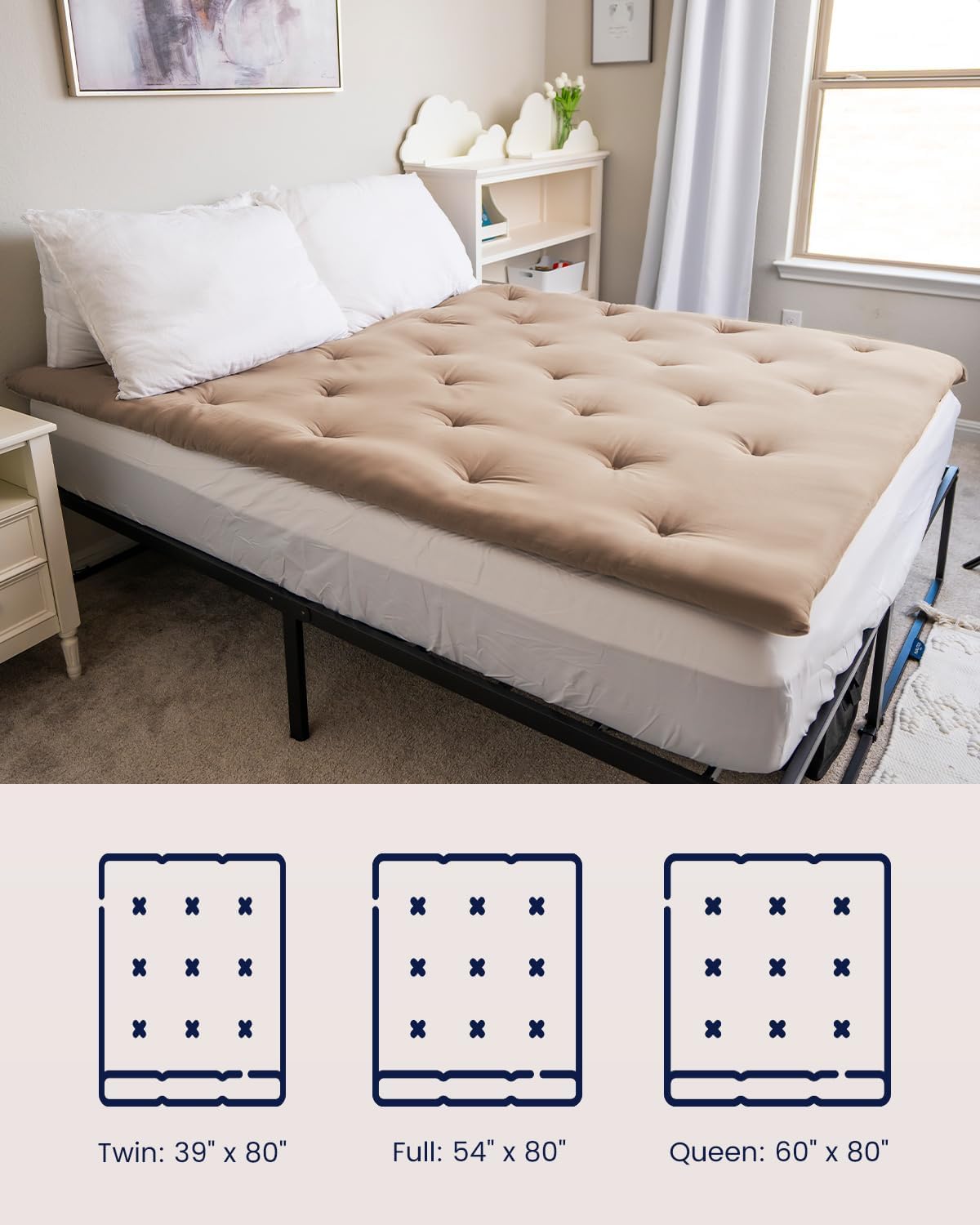 ZonLi Japanese Floor Futon Mattress Full Size 54quotx 80quot100 Cotton 25 Thicken Tatami MattressFoldable Sleeping PadPortable Dormitory Tatami MatRoll Up Floor Lounger Bed for Adult Light GreyKhaki