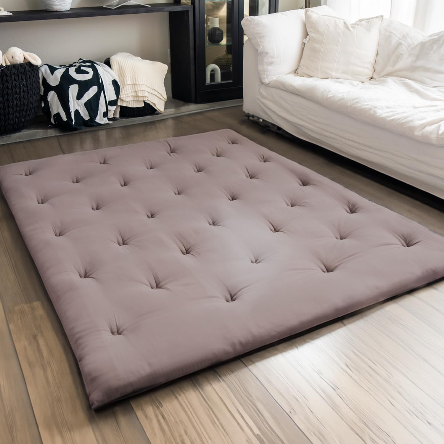 ZonLi Japanese Floor Futon Mattress Full Size 54quotx 80quot100 Cotton 25 Thicken Tatami MattressFoldable Sleeping PadPortable Dormitory Tatami MatRoll Up Floor Lounger Bed for Adult Light GreyGrey