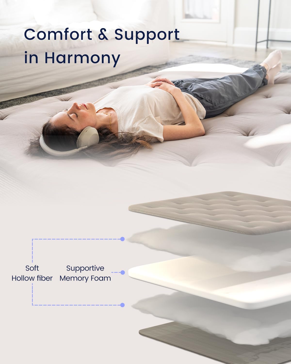ZonLi Japanese Floor Futon Mattress Full Size 54quotx 80quot100 Cotton 25 Thicken Tatami MattressFoldable Sleeping PadPortable Dormitory Tatami MatRoll Up Floor Lounger Bed for Adult Light GreyGrey