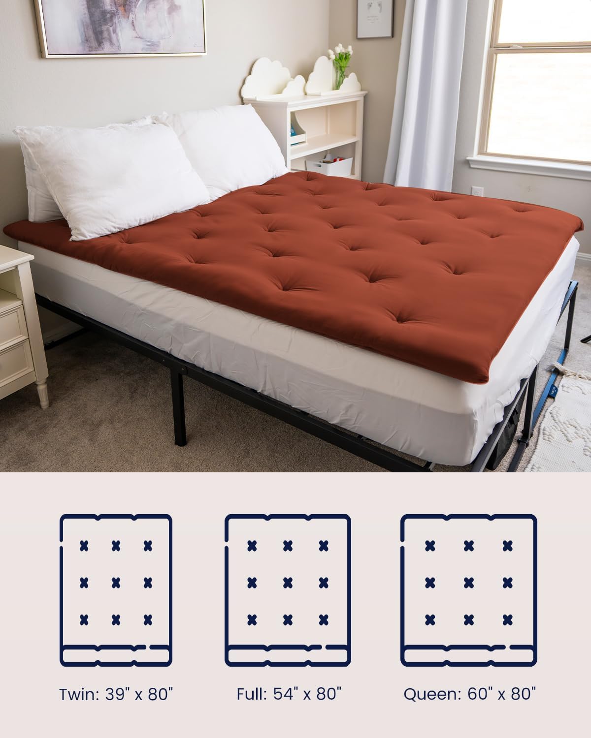 ZonLi Japanese Floor Futon Mattress Full Size 54quotx 80quot100 Cotton 25 Thicken Tatami MattressFoldable Sleeping PadPortable Dormitory Tatami MatRoll Up Floor Lounger Bed for Adult Light GreyCinnamon