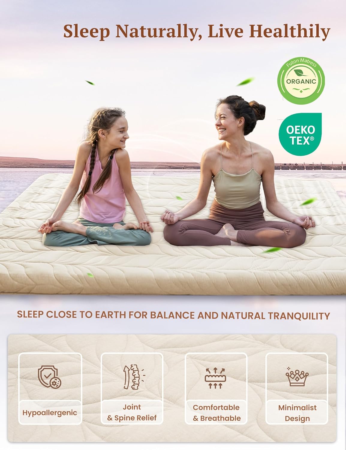 ZonLi Japanese Floor Mattress Futon Mattress Full Size Thicken Roll Up Tatami Mat w 100 Cotton Washable Cover Portable ampamp Foldable Floor Bed Mattress for Sleeping Dormitory Adult Kids CoffeeKhaki