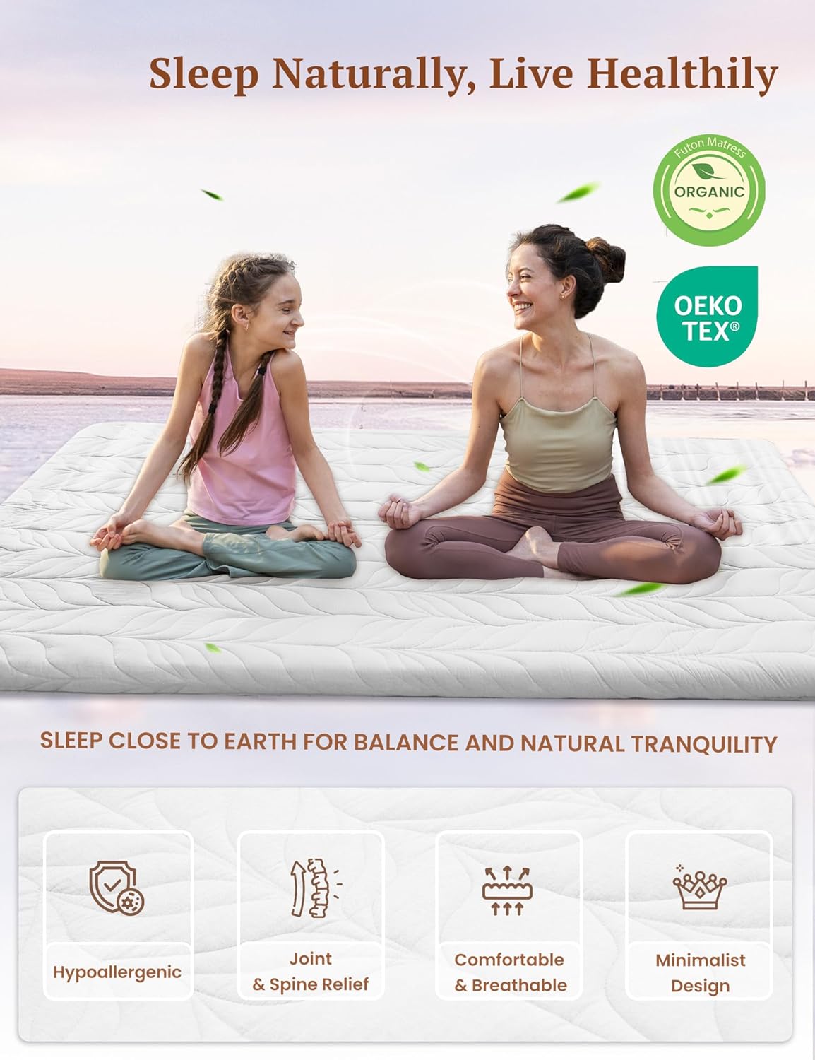 ZonLi Japanese Floor Mattress Futon Mattress Full Size Thicken Roll Up Tatami Mat w 100 Cotton Washable Cover Portable ampamp Foldable Floor Bed Mattress for Sleeping Dormitory Adult Kids CoffeeWhite