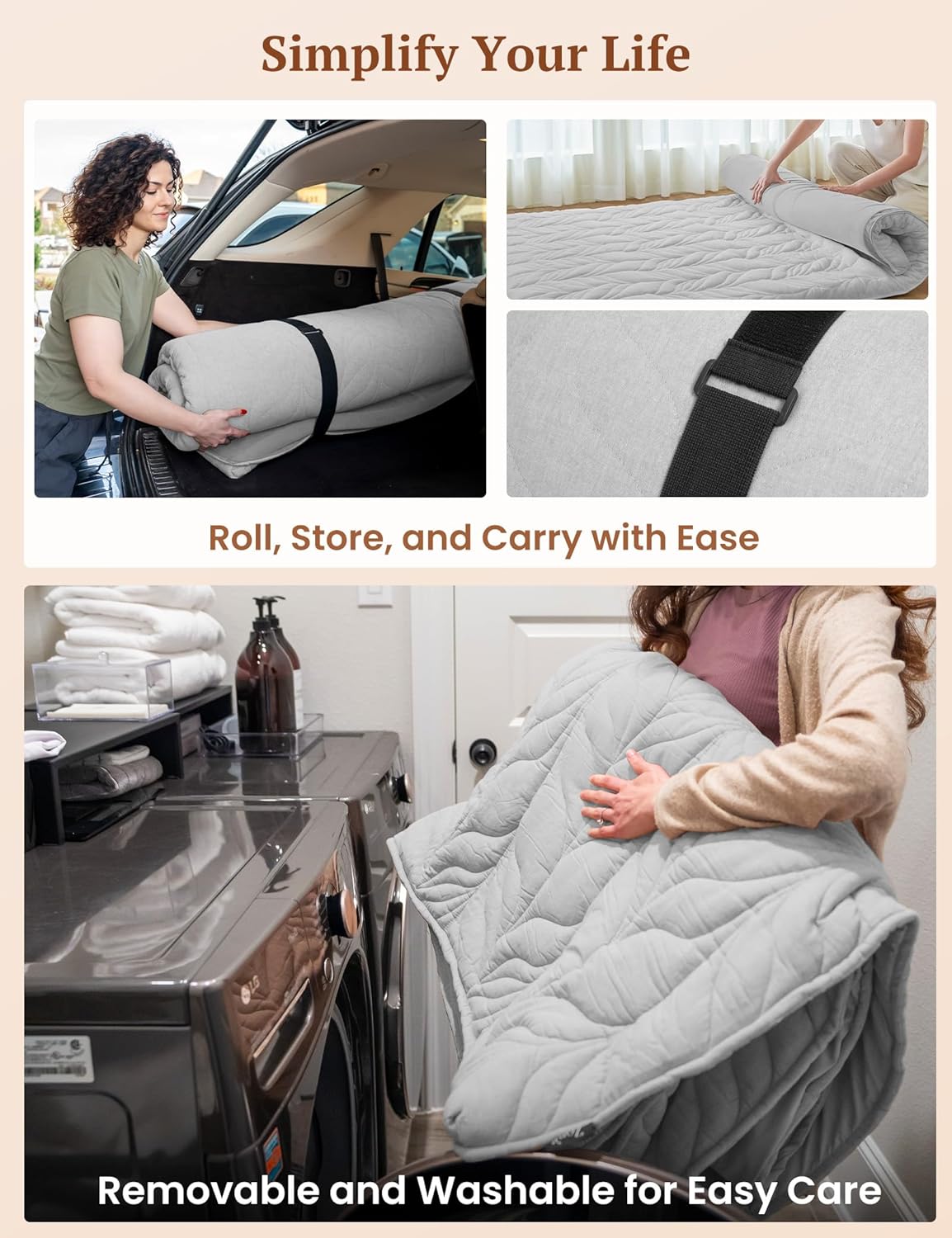 ZonLi Japanese Floor Mattress Futon Mattress Full Size Thicken Roll Up Tatami Mat w 100 Cotton Washable Cover Portable ampamp Foldable Floor Bed Mattress for Sleeping Dormitory Adult Kids CoffeeGrey