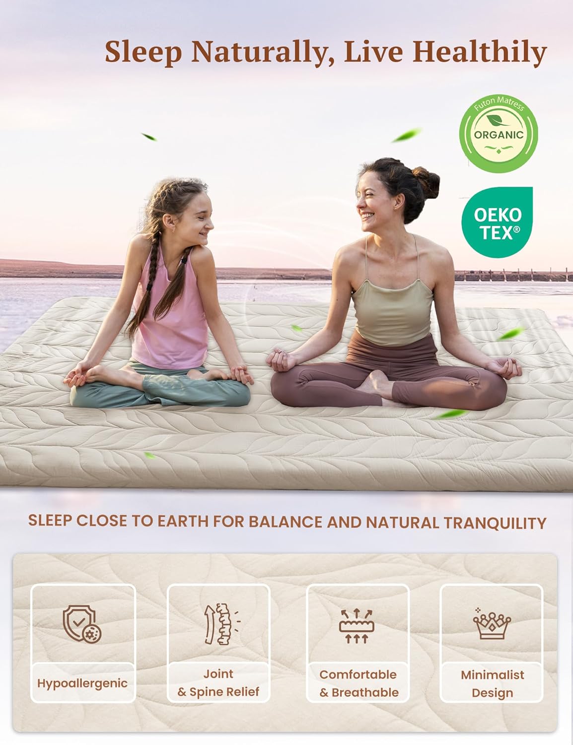 ZonLi Japanese Floor Mattress Futon Mattress Full Size Thicken Roll Up Tatami Mat w 100 Cotton Washable Cover Portable ampamp Foldable Floor Bed Mattress for Sleeping Dormitory Adult Kids CoffeeKhaki