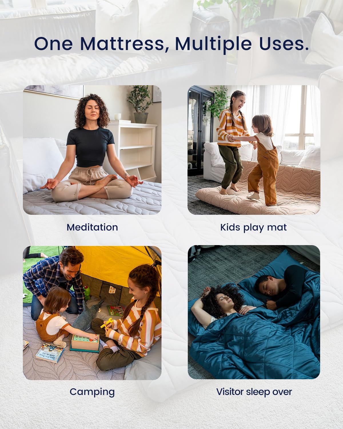 ZonLi Japanese Floor Mattress Futon Mattress Full Size Thicken Roll Up Tatami Mat w 100 Cotton Washable Cover Portable ampamp Foldable Floor Bed Mattress for Sleeping Dormitory Adult Kids CoffeeWhite