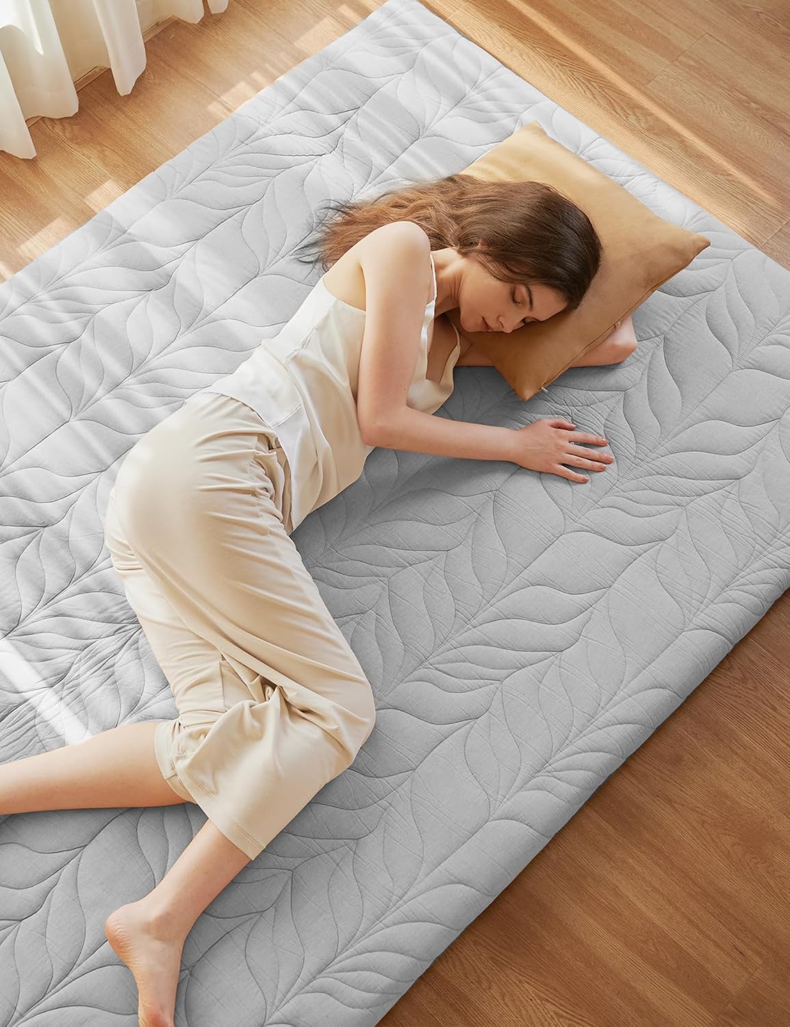 ZonLi Japanese Floor Mattress Futon Mattress Full Size Thicken Roll Up Tatami Mat w 100 Cotton Washable Cover Portable ampamp Foldable Floor Bed Mattress for Sleeping Dormitory Adult Kids CoffeeGrey