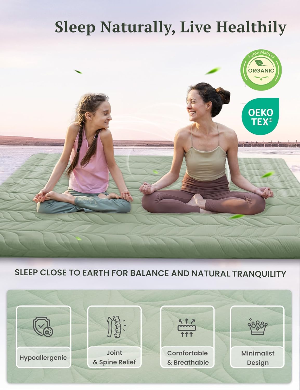 ZonLi Japanese Floor Mattress Futon Mattress Full Size Thicken Roll Up Tatami Mat w 100 Cotton Washable Cover Portable ampamp Foldable Floor Bed Mattress for Sleeping Dormitory Adult Kids CoffeeGreen