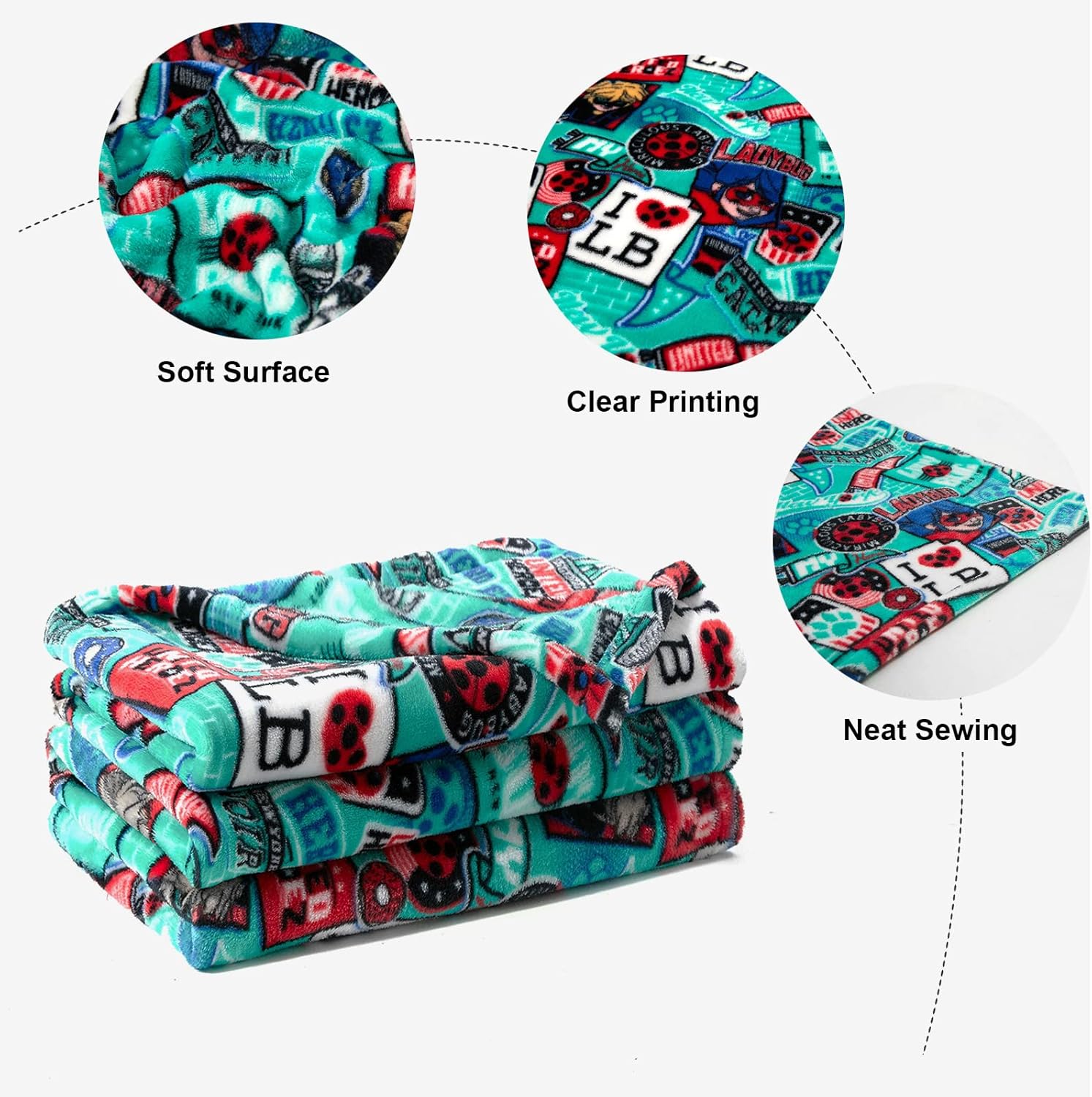 ZonLi Kids Blanket Flannel Fleece Throw Blanket Twin Size 60quot x 80quot Cat Noir Miraculous Ladybug Bluey Blankets for Boys Soft Fuzzy Plush Blanket Cozy for Travel Bed Saint Patrick SpringBlue