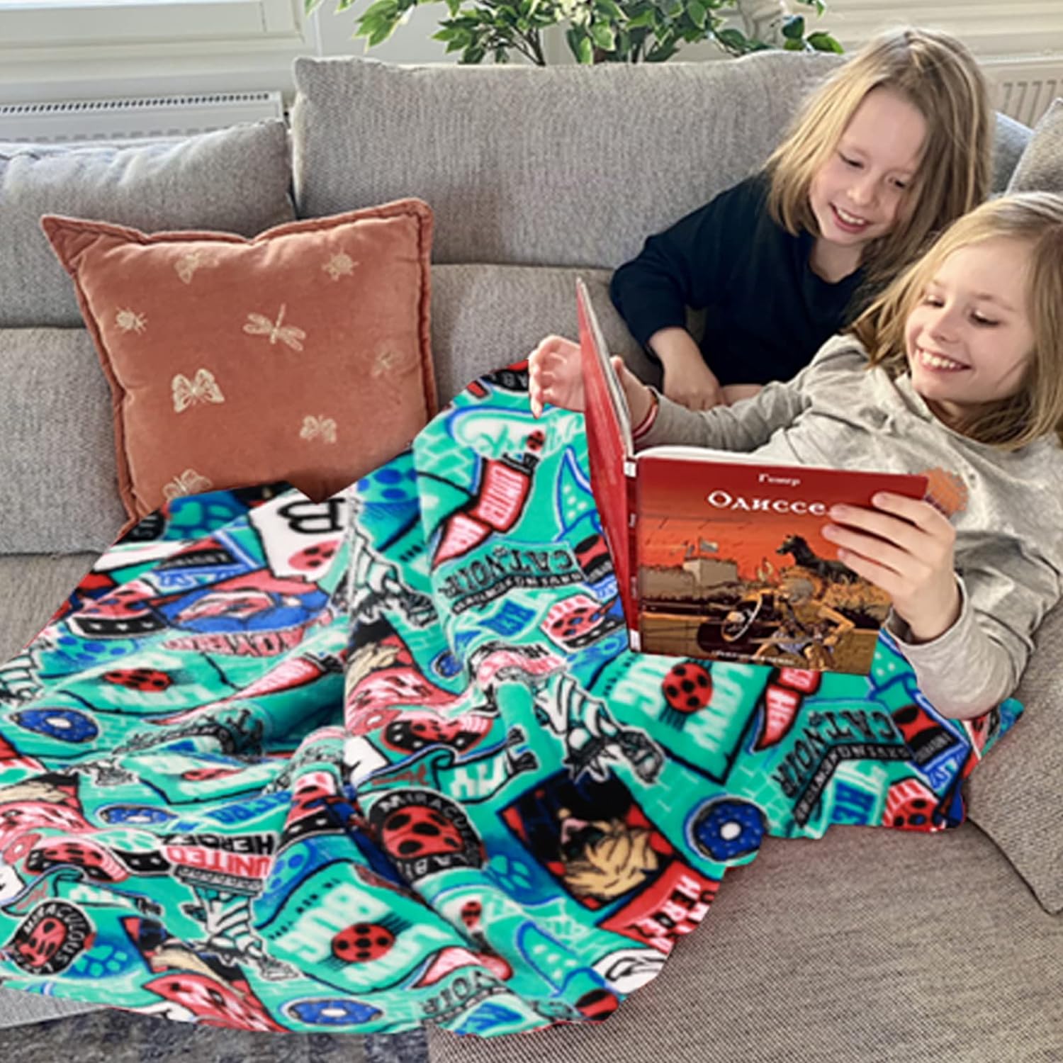 ZonLi Kids Blanket Flannel Fleece Throw Blanket Twin Size 60quot x 80quot Cat Noir Miraculous Ladybug Bluey Blankets for Boys Soft Fuzzy Plush Blanket Cozy for Travel Bed Saint Patrick SpringBlue