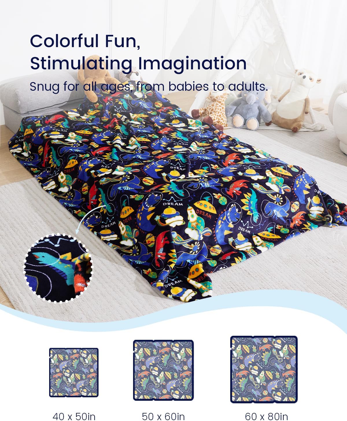 ZonLi Kids Blanket Flannel Fleece Throw Blanket Twin Size 60quot x 80quot Cat Noir Miraculous Ladybug Bluey Blankets for Boys Soft Fuzzy Plush Blanket Cozy for Travel Bed Saint Patrick SpringNavy Dinosaur