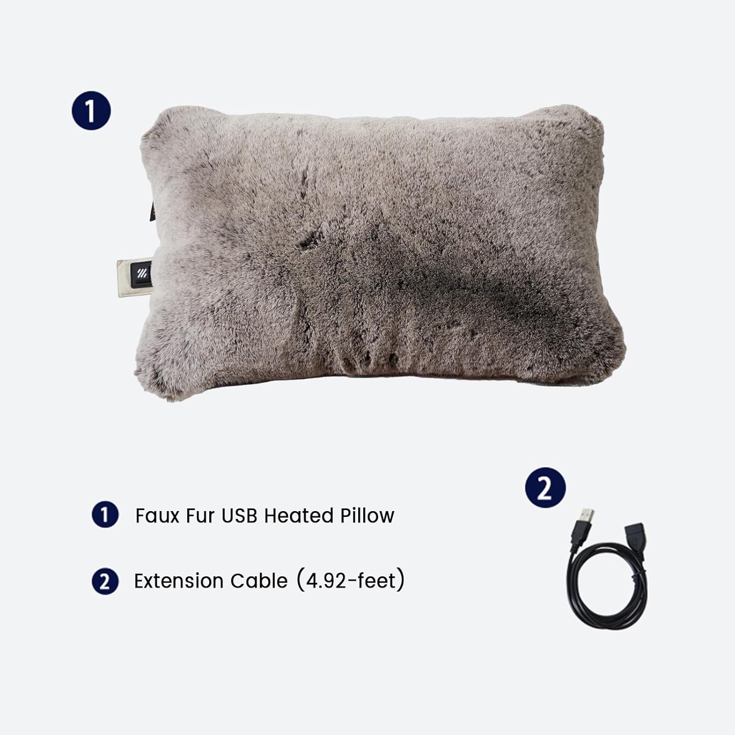 ZonLi Luxury Faux Fur USB Heated Pillow for Pain Relief5v Electric Heated Pillow with 3 Heat Settings104F 140F for Home Office and Camping Removable and Washable PillowcaseCoffee Brown