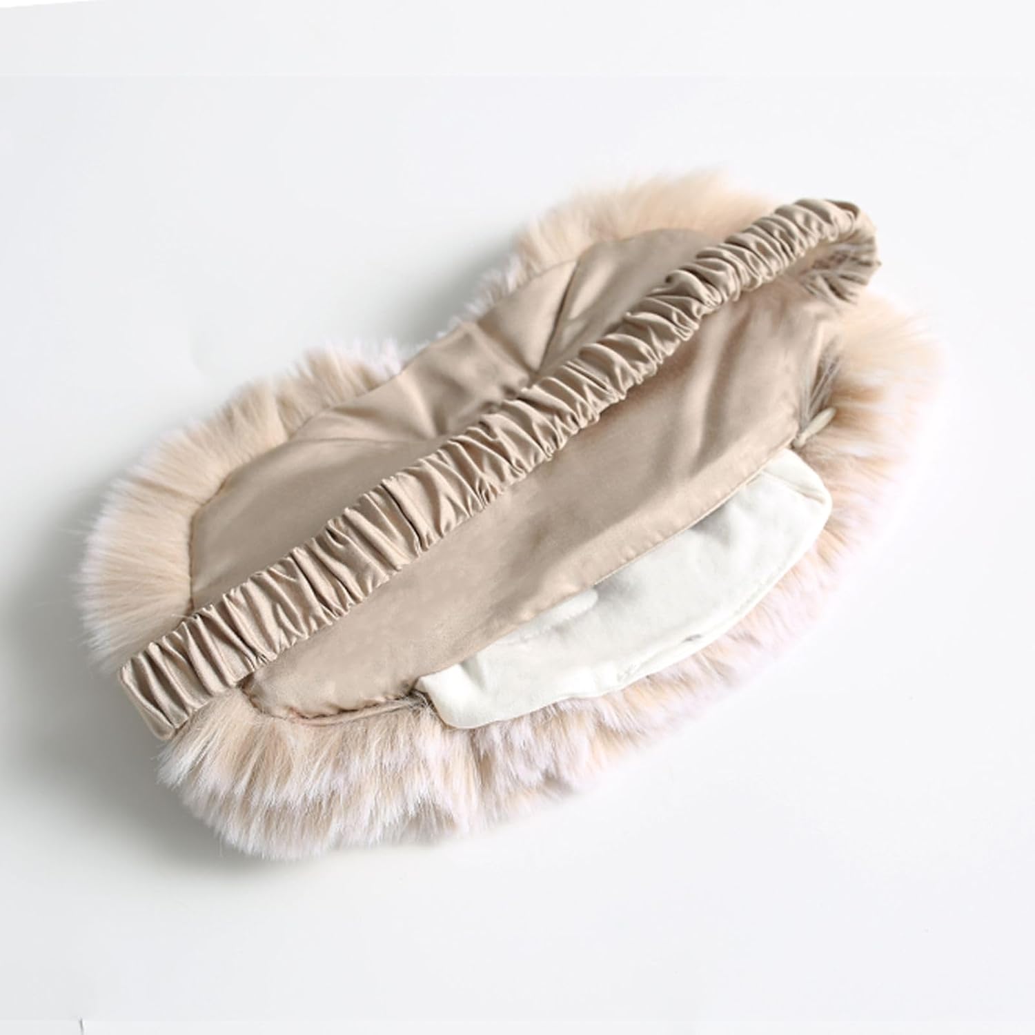 ZonLi TempControlled Faux Fur Weighted Eye Pillow SkinFriendly Inner Hot or Cold Pack for Stress Relief Sleep Travel and MeditationBeige