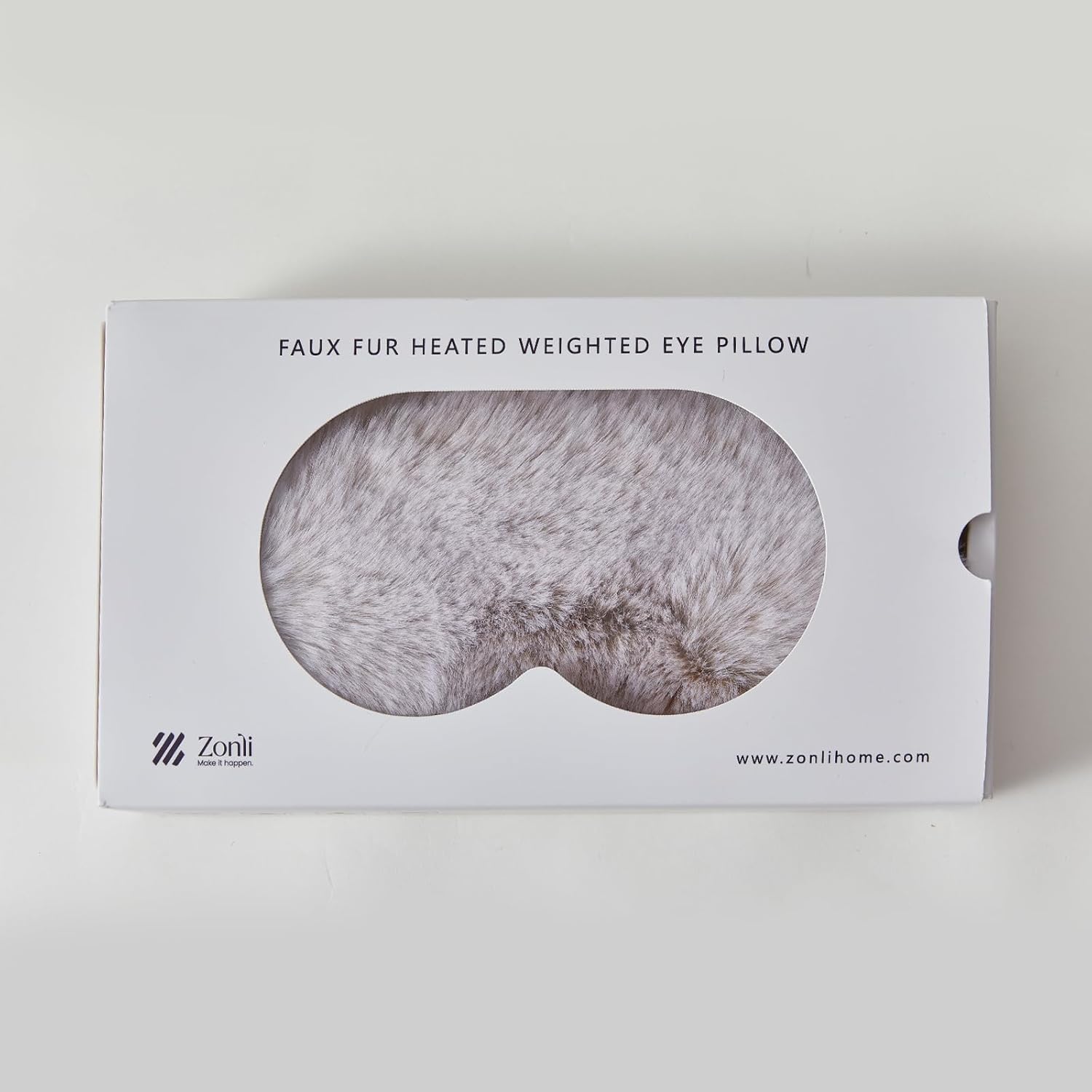 ZonLi TempControlled Faux Fur Weighted Eye Pillow SkinFriendly Inner Hot or Cold Pack for Stress Relief Sleep Travel and MeditationBeige