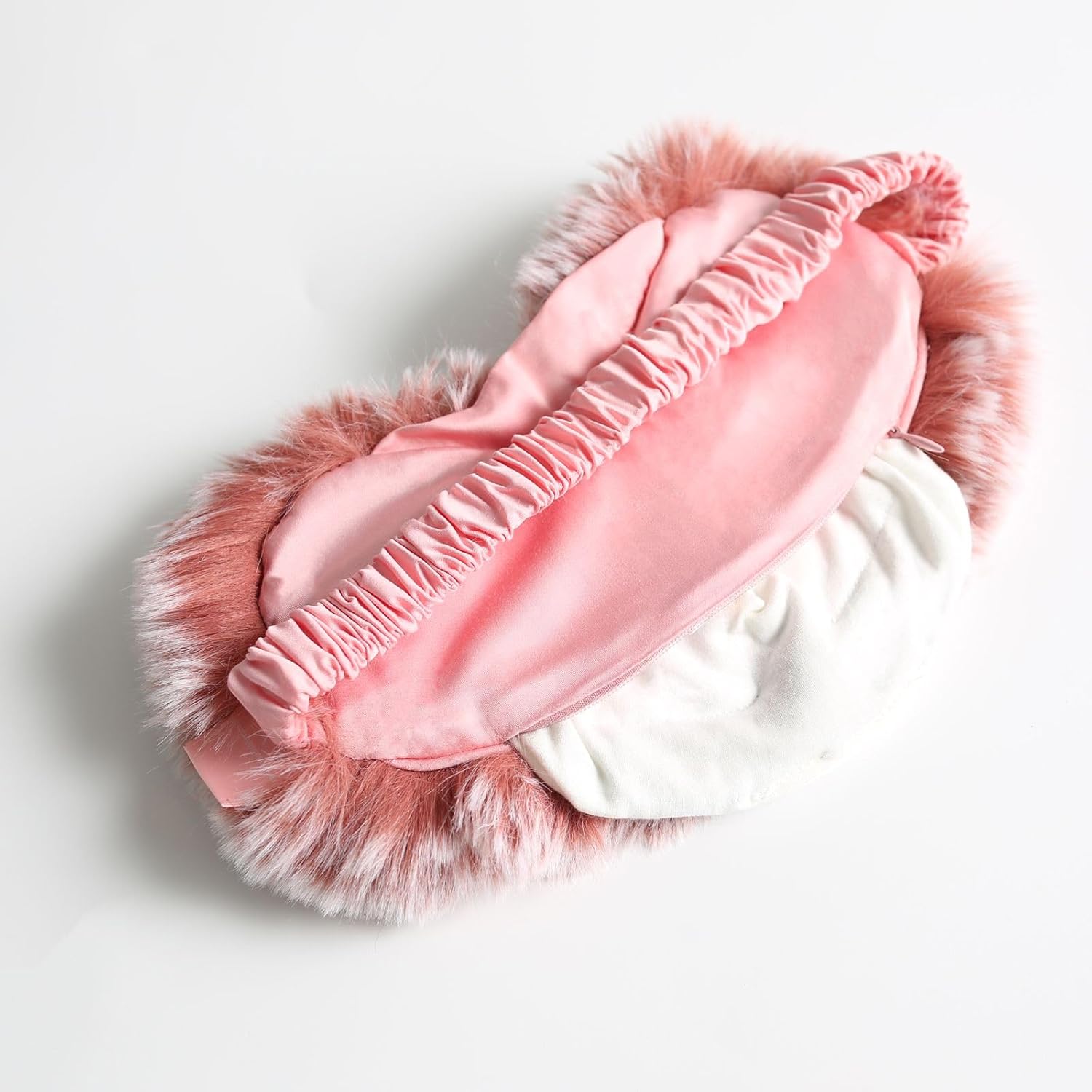 ZonLi TempControlled Faux Fur Weighted Eye Pillow SkinFriendly Inner Hot or Cold Pack for Stress Relief Sleep Travel and MeditationPink