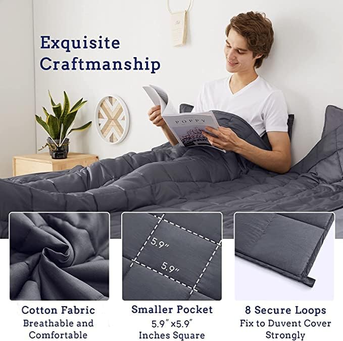 ZonLi Weighted Blanket 60x80 20lbs Queen Size Dark Grey for Adults High Breathability Heavy Blanket Soft Material with Premium Glass BeadsDark Grey
