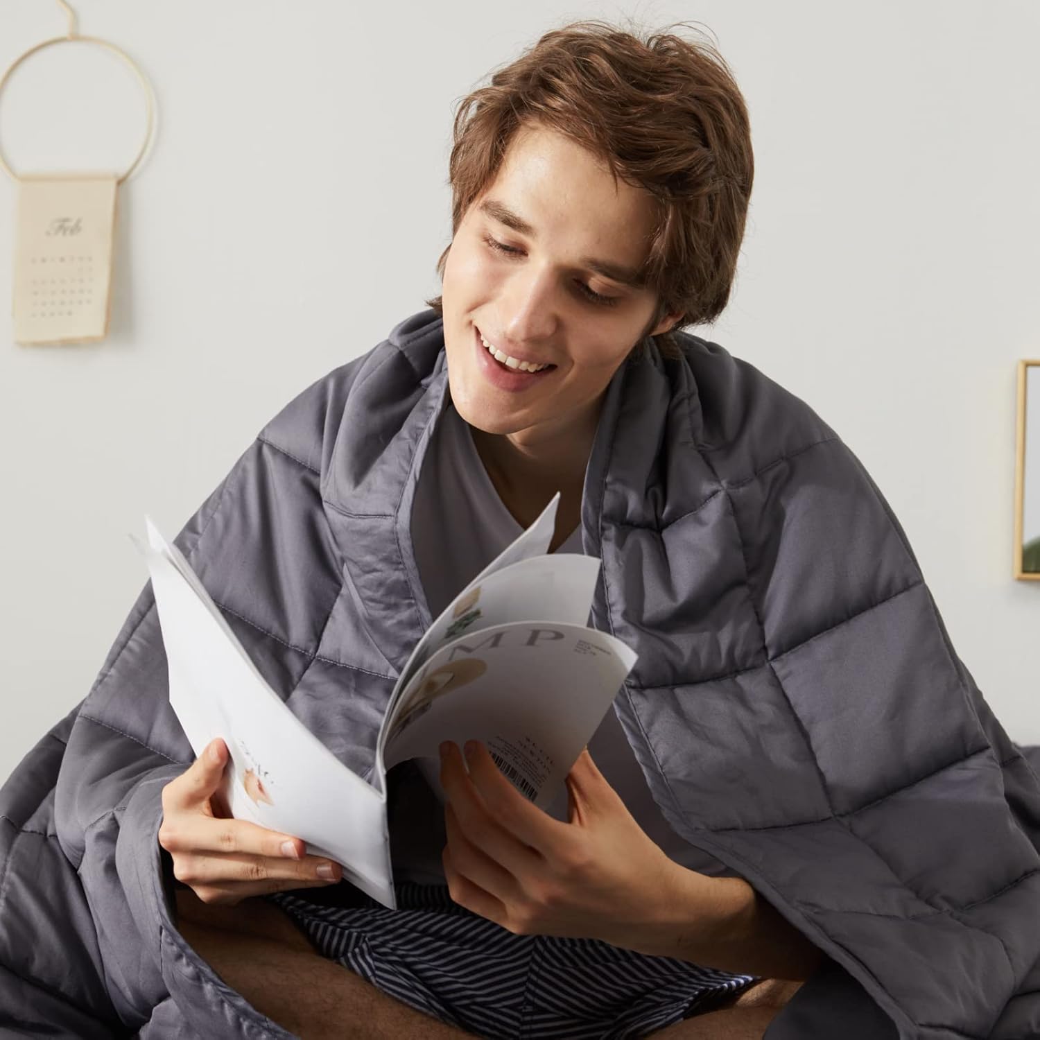 ZonLi Weighted Blanket 60x80 20lbs Queen Size Dark Grey for Adults High Breathability Heavy Blanket Soft Material with Premium Glass BeadsDark Grey