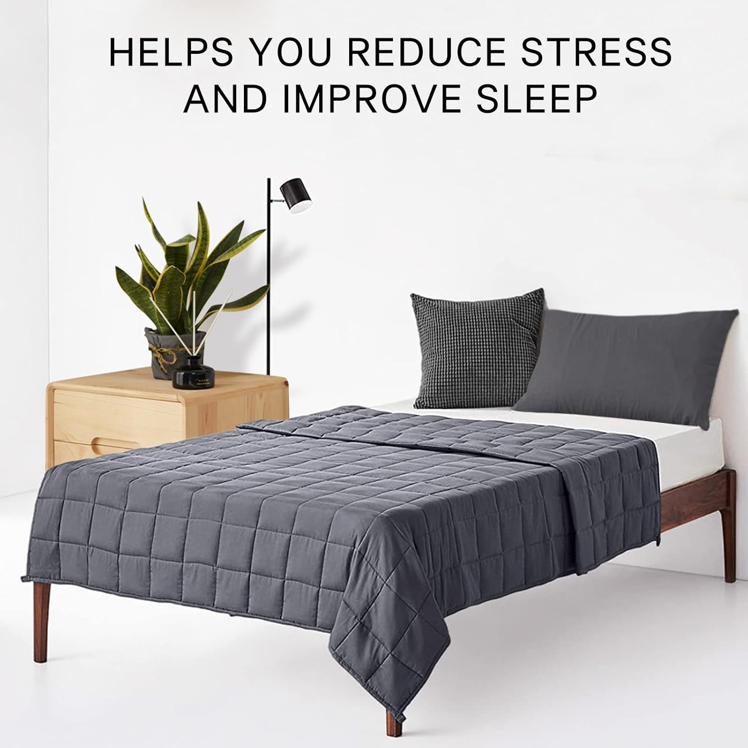 ZonLi Weighted Blanket 60x80 20lbs Queen Size Dark Grey for Adults High Breathability Heavy Blanket Soft Material with Premium Glass BeadsDark Grey