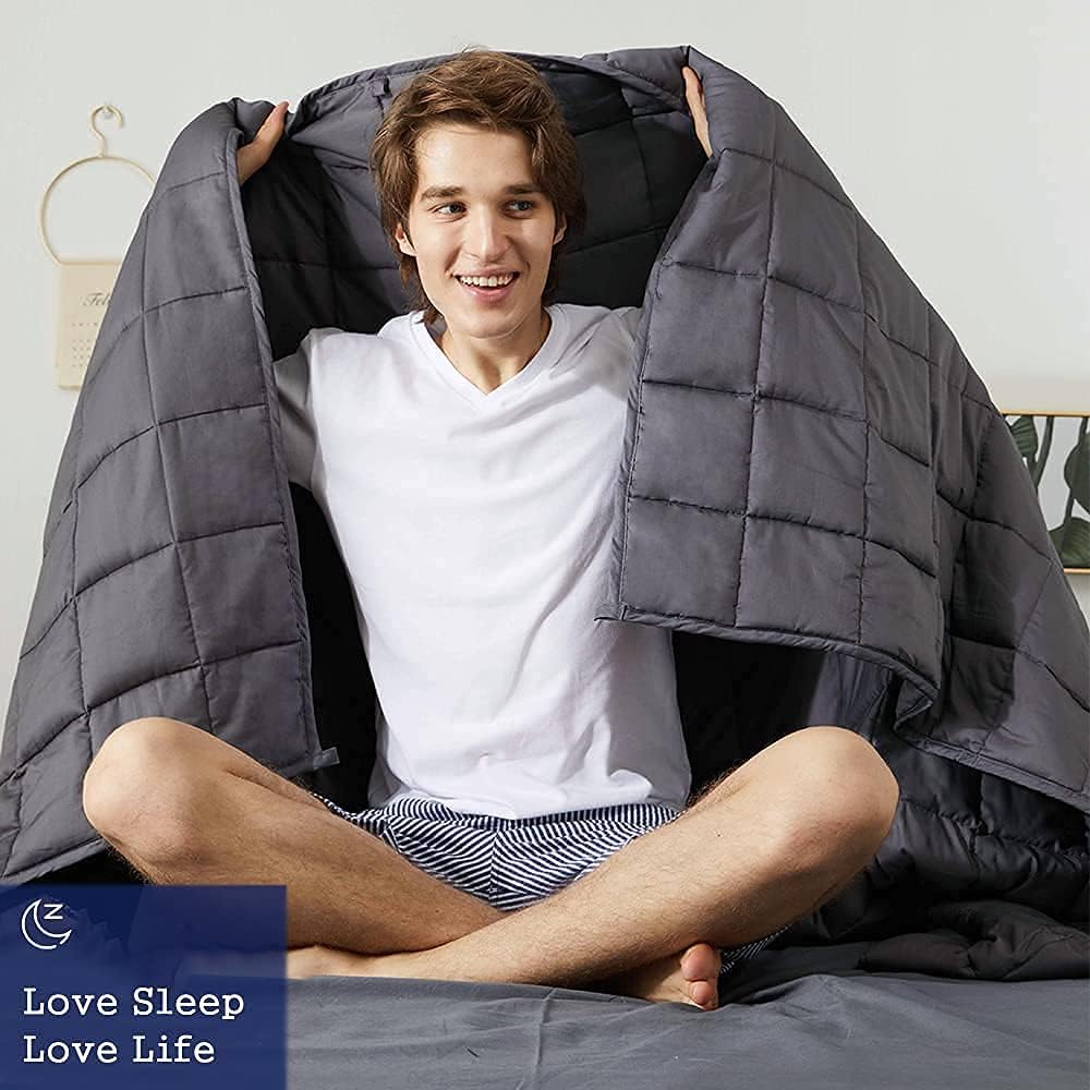 ZonLi Weighted Blanket 60x80 20lbs Queen Size Dark Grey for Adults High Breathability Heavy Blanket Soft Material with Premium Glass BeadsGrey