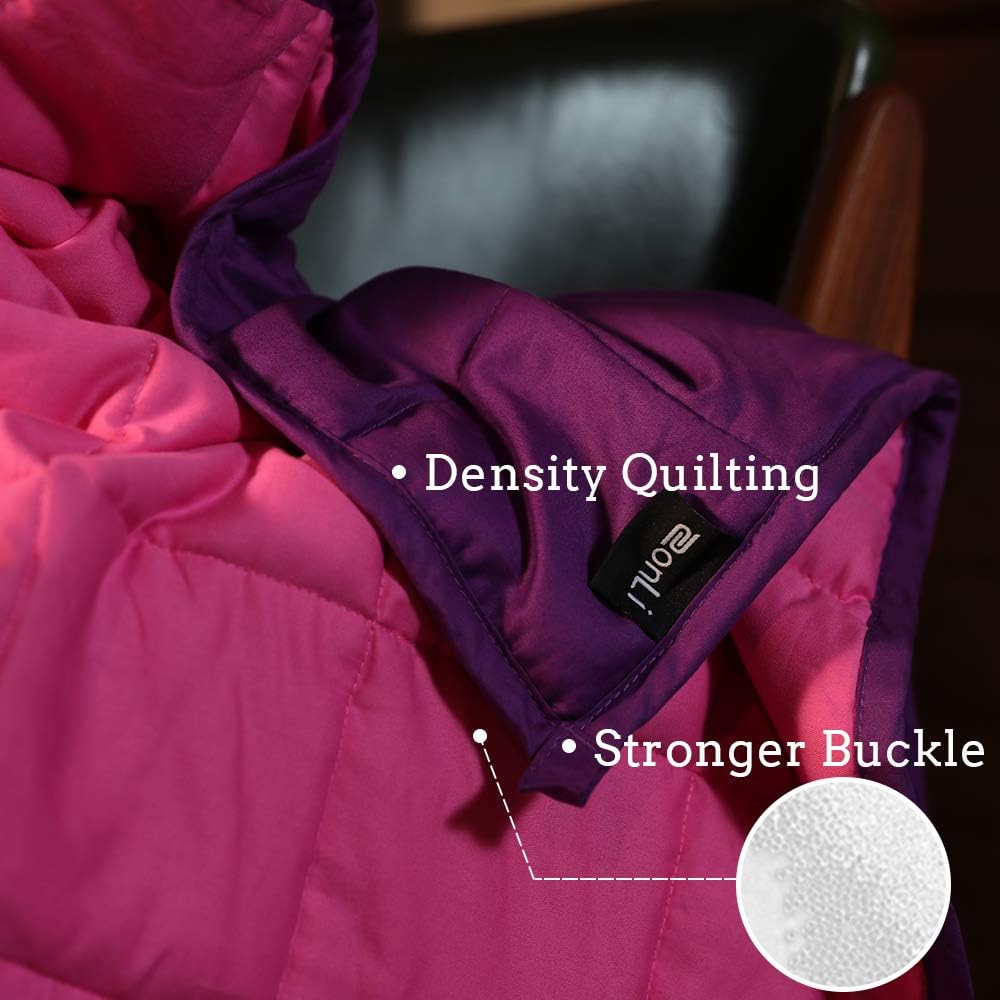 ZonLi Weighted Blanket 60x80 20lbs Queen Size Dark Grey for Adults High Breathability Heavy Blanket Soft Material with Premium Glass BeadsPinkPurple
