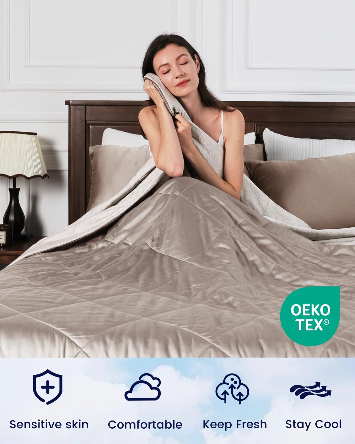 ZonLi ZMagic Cooling Comforter Hypoallergenic Bamboo Viscose Lightweight Breathable Soft Summer Blanket for Hot Sleepers Quickly Cooling Quilt for Night Sweats Iceberg Green Twin 60quotx80quot05  Brown