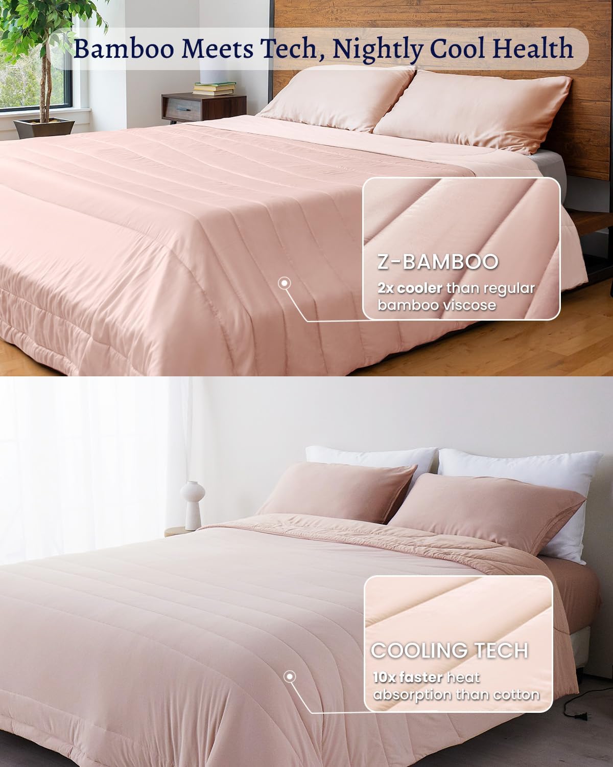ZonLi ZMagic Cooling Comforter Hypoallergenic Bamboo Viscose Lightweight Breathable Soft Summer Blanket for Hot Sleepers Quickly Cooling Quilt for Night Sweats Iceberg Green Twin 60quotx80quot08  Cameo Rose