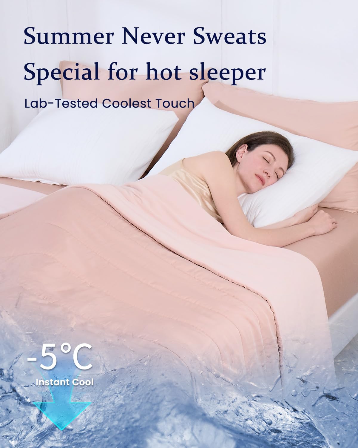 ZonLi ZMagic Cooling Comforter Hypoallergenic Bamboo Viscose Lightweight Breathable Soft Summer Blanket for Hot Sleepers Quickly Cooling Quilt for Night Sweats Iceberg Green Twin 60quotx80quot08  Cameo Rose