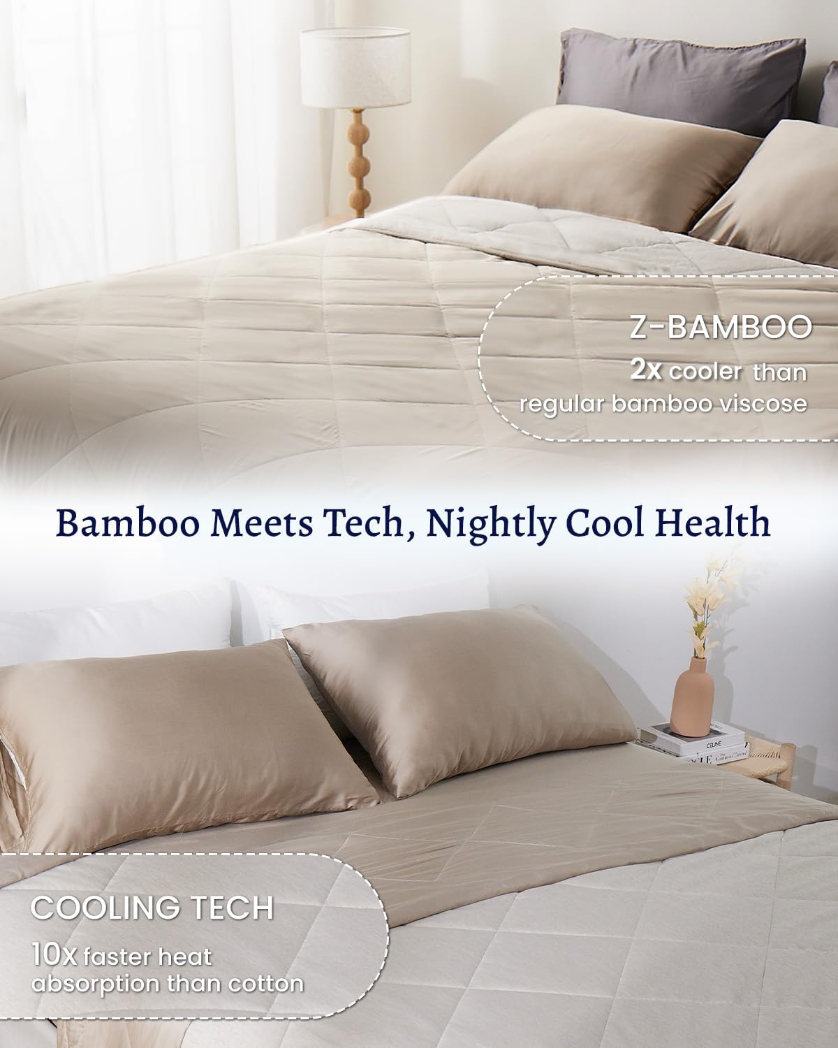 ZonLi ZMagic Cooling Comforter Hypoallergenic Bamboo Viscose Lightweight Breathable Soft Summer Blanket for Hot Sleepers Quickly Cooling Quilt for Night Sweats Iceberg Green Twin 60quotx80quot05  Brown