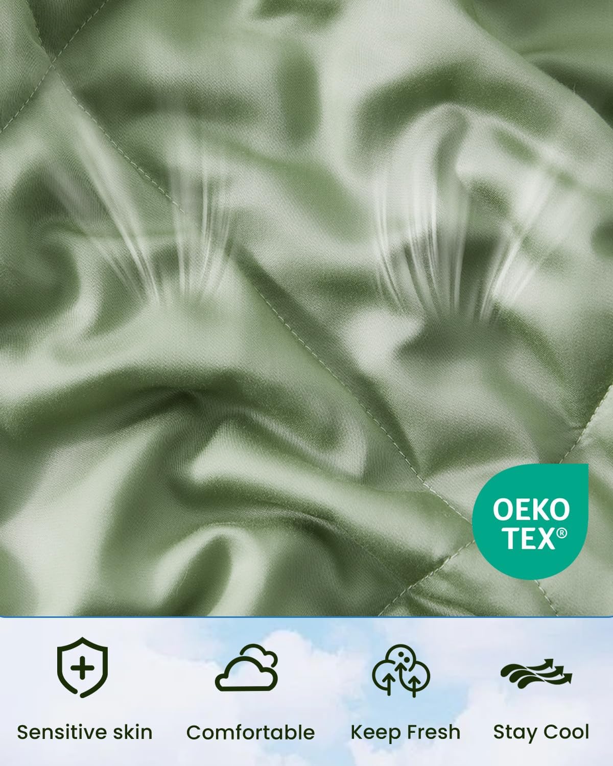 ZonLi ZMagic Cooling Comforter Hypoallergenic Bamboo Viscose Lightweight Breathable Soft Summer Blanket for Hot Sleepers Quickly Cooling Quilt for Night Sweats Iceberg Green Twin 60quotx80quot06  Green
