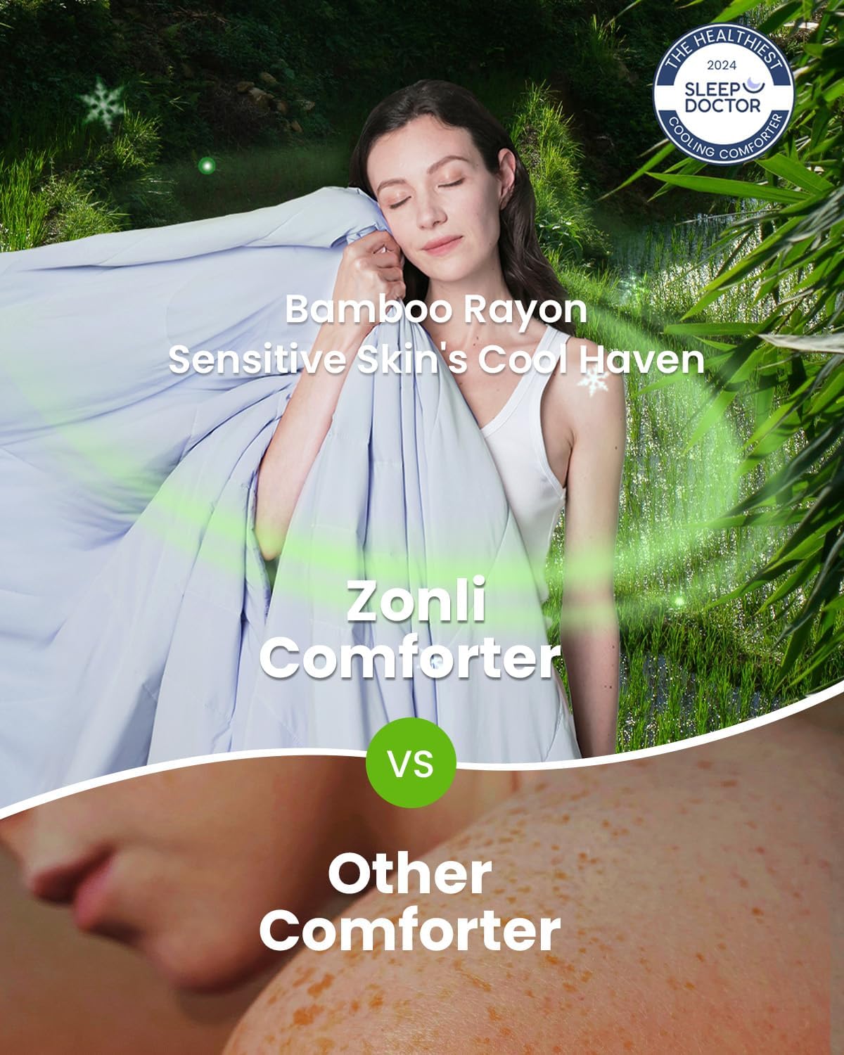 ZonLi ZMagic Cooling Comforter Hypoallergenic Bamboo Viscose Lightweight Breathable Soft Summer Blanket for Hot Sleepers Quickly Cooling Quilt for Night Sweats Iceberg Green Twin 60quotx80quot04  Skyway Blue