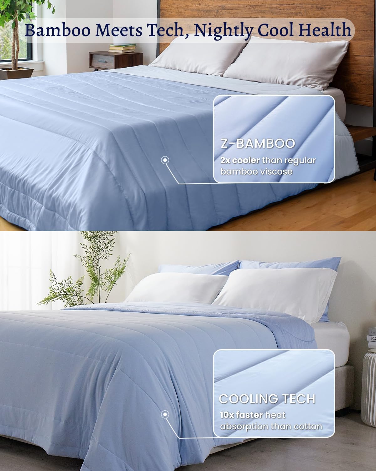 ZonLi ZMagic Cooling Comforter Hypoallergenic Bamboo Viscose Lightweight Breathable Soft Summer Blanket for Hot Sleepers Quickly Cooling Quilt for Night Sweats Iceberg Green Twin 60quotx80quot04  Skyway Blue