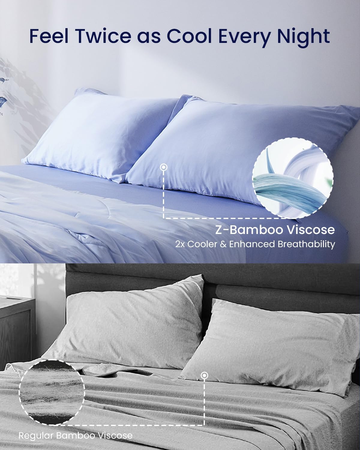 ZonLi ZMagic Cooling Pillow Cases King Size Set of 2 Viscose Derived from BambooSilky Soft Breathable Cold Pillow Covers Cooling Pillowcases for Hair and Skin 20x36 Inches07  Skyway Blue