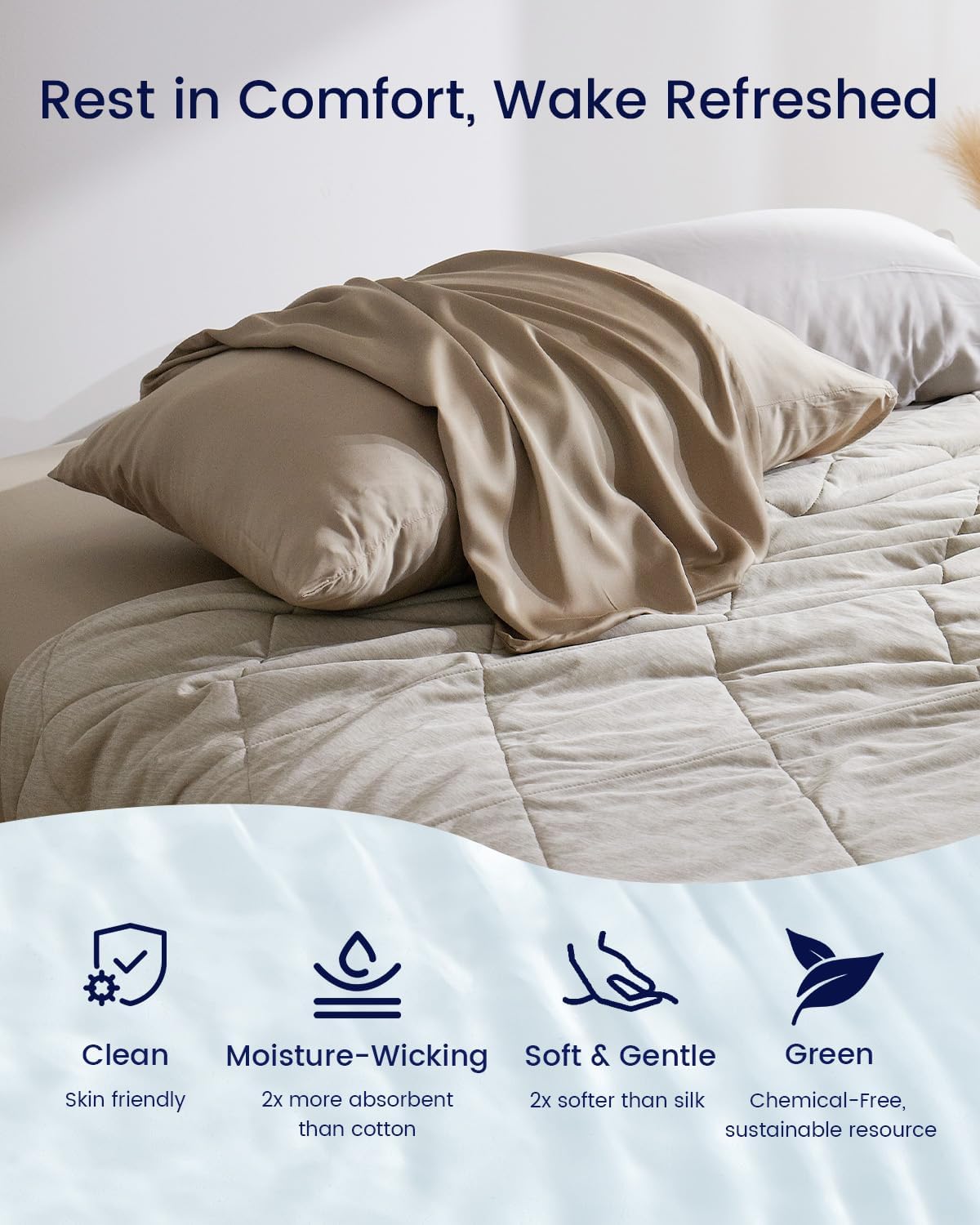 ZonLi ZMagic Cooling Pillow Cases King Size Set of 2 Viscose Derived from BambooSilky Soft Breathable Cold Pillow Covers Cooling Pillowcases for Hair and Skin 20x36 Inches03  Rustic Brown
