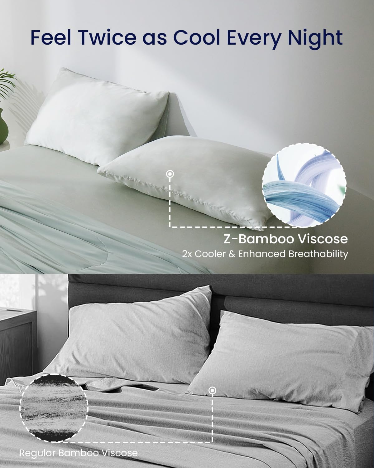 ZonLi ZMagic Cooling Pillow Cases King Size Set of 2 Viscose Derived from BambooSilky Soft Breathable Cold Pillow Covers Cooling Pillowcases for Hair and Skin 20x36 Inches08  Iceberg Green