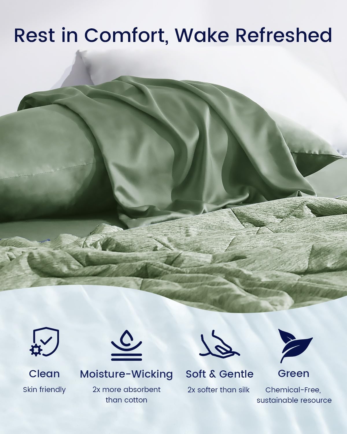 ZonLi ZMagic Cooling Pillow Cases King Size Set of 2 Viscose Derived from BambooSilky Soft Breathable Cold Pillow Covers Cooling Pillowcases for Hair and Skin 20x36 Inches04  Aurora Green