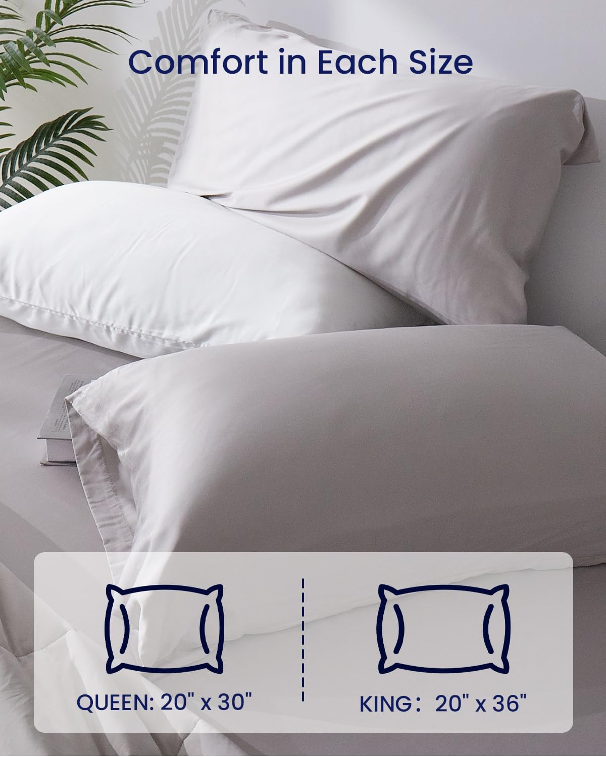 ZonLi ZMagic Cooling Pillow Cases King Size Set of 2 Viscose Derived from BambooSilky Soft Breathable Cold Pillow Covers Cooling Pillowcases for Hair and Skin 20x36 Inches06  Misty Gray