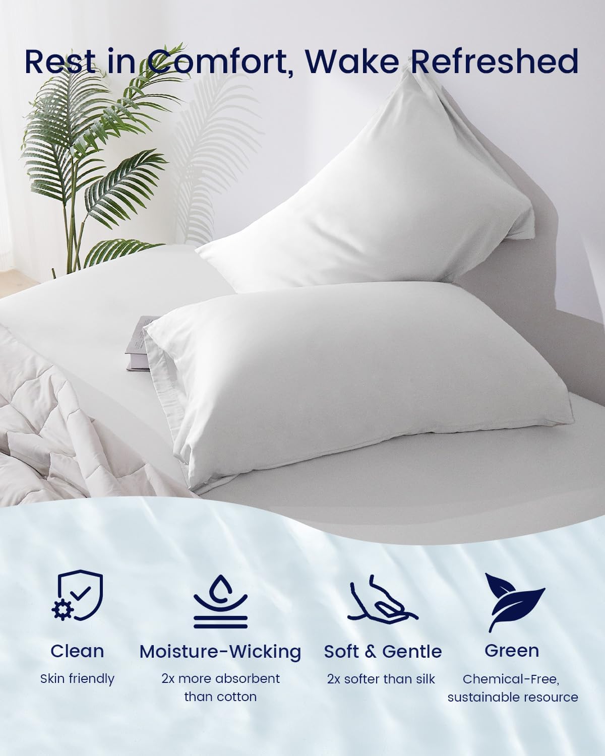 ZonLi ZMagic Cooling Pillow Cases King Size Set of 2 Viscose Derived from BambooSilky Soft Breathable Cold Pillow Covers Cooling Pillowcases for Hair and Skin 20x36 Inches06  Misty Gray