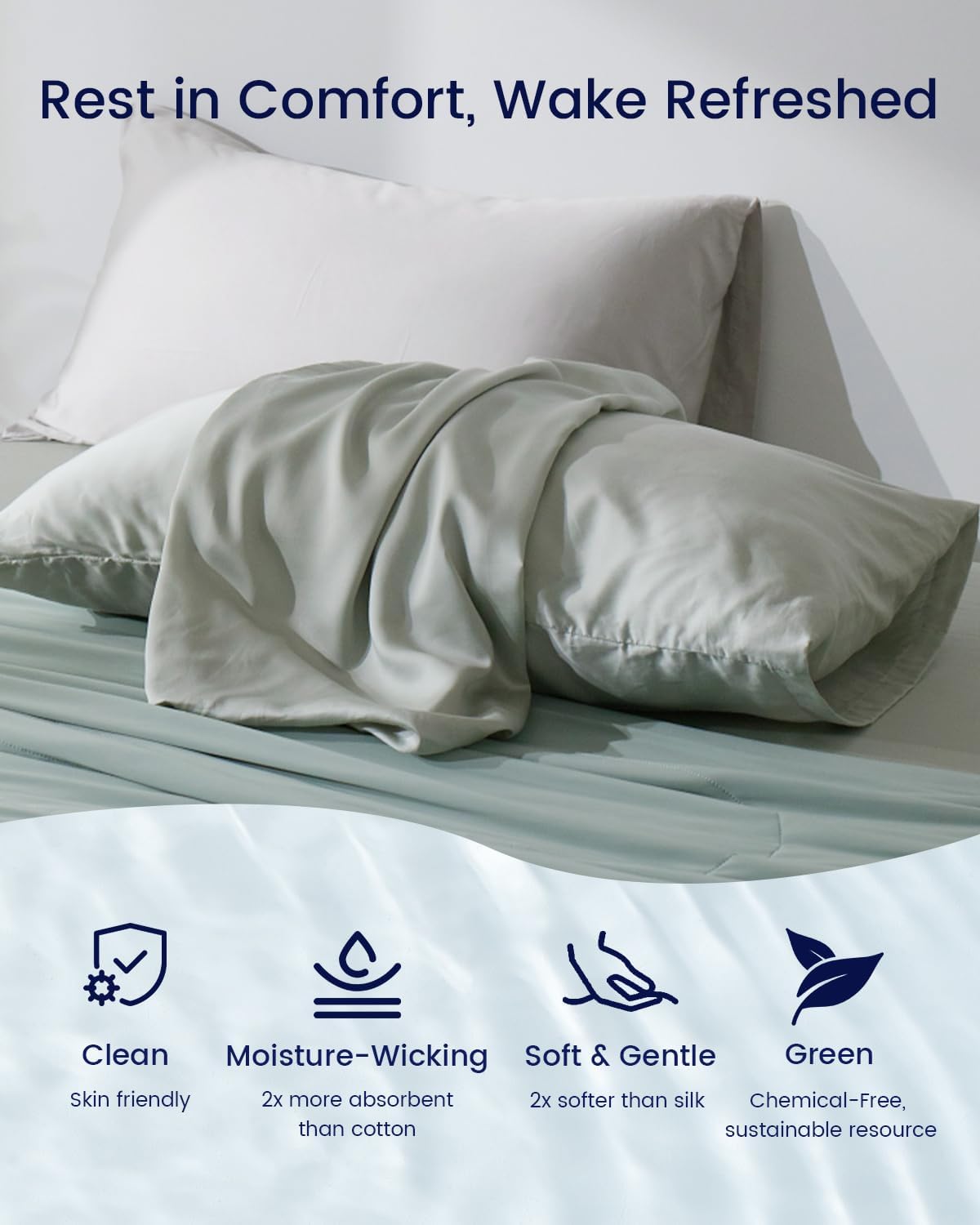 ZonLi ZMagic Cooling Pillow Cases King Size Set of 2 Viscose Derived from BambooSilky Soft Breathable Cold Pillow Covers Cooling Pillowcases for Hair and Skin 20x36 Inches08  Iceberg Green