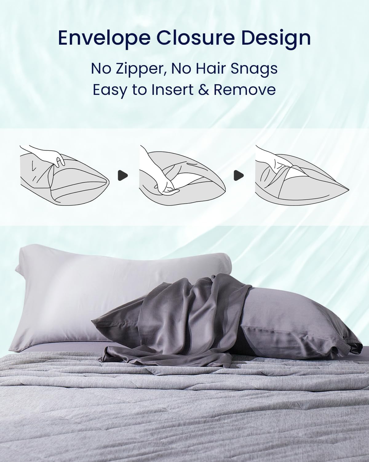 ZonLi ZMagic Cooling Pillow Cases King Size Set of 2 Viscose Derived from BambooSilky Soft Breathable Cold Pillow Covers Cooling Pillowcases for Hair and Skin 20x36 Inches02  Sierra Gray