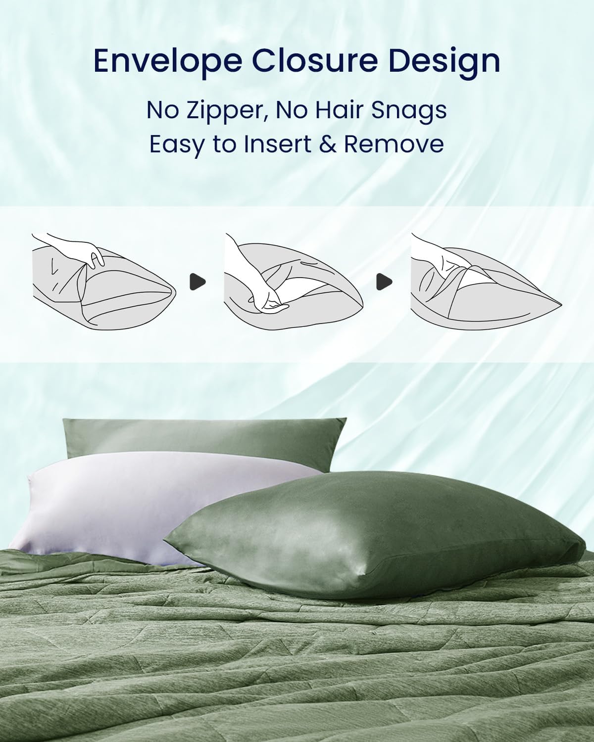 ZonLi ZMagic Cooling Pillow Cases King Size Set of 2 Viscose Derived from BambooSilky Soft Breathable Cold Pillow Covers Cooling Pillowcases for Hair and Skin 20x36 Inches04  Aurora Green