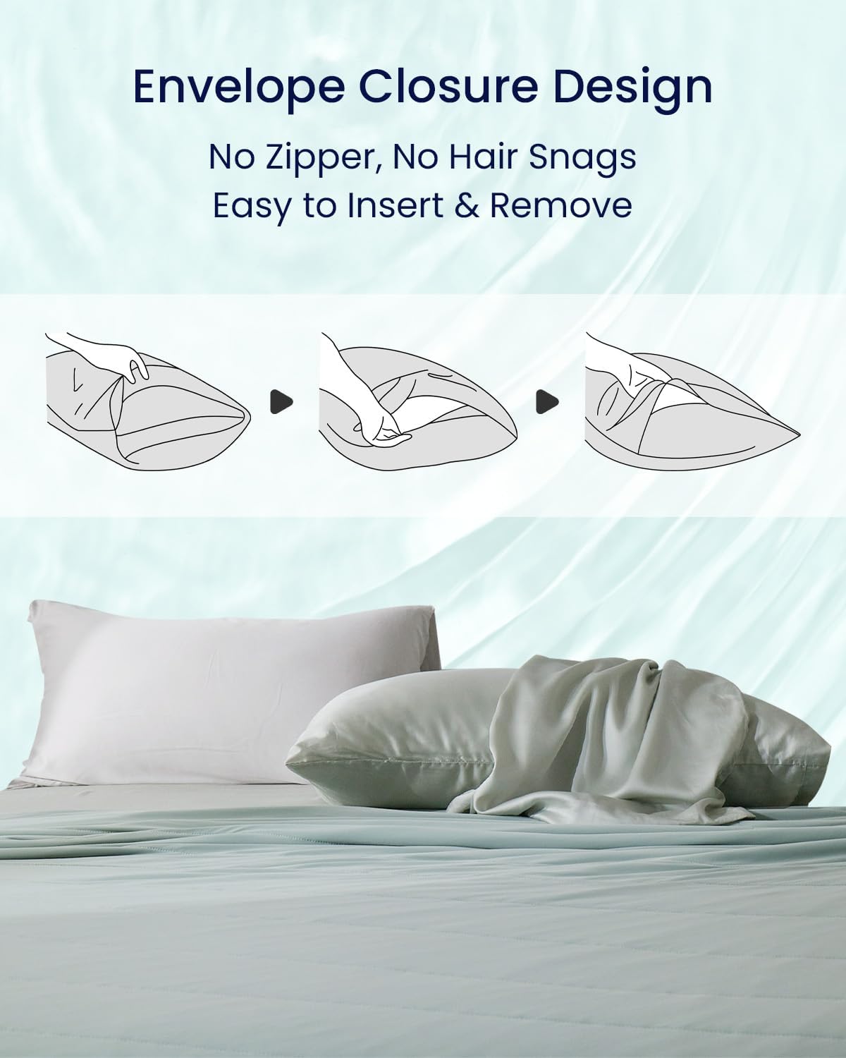 ZonLi ZMagic Cooling Pillow Cases King Size Set of 2 Viscose Derived from BambooSilky Soft Breathable Cold Pillow Covers Cooling Pillowcases for Hair and Skin 20x36 Inches08  Iceberg Green