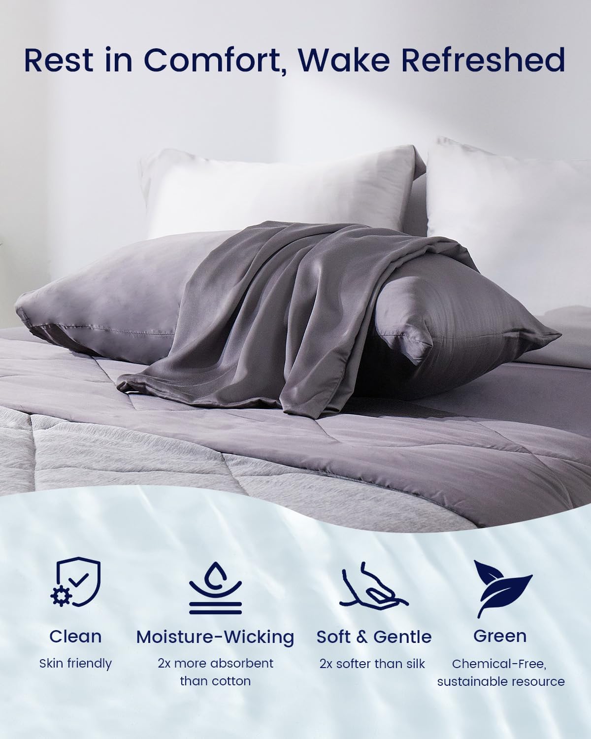 ZonLi ZMagic Cooling Pillow Cases King Size Set of 2 Viscose Derived from BambooSilky Soft Breathable Cold Pillow Covers Cooling Pillowcases for Hair and Skin 20x36 Inches02  Sierra Gray