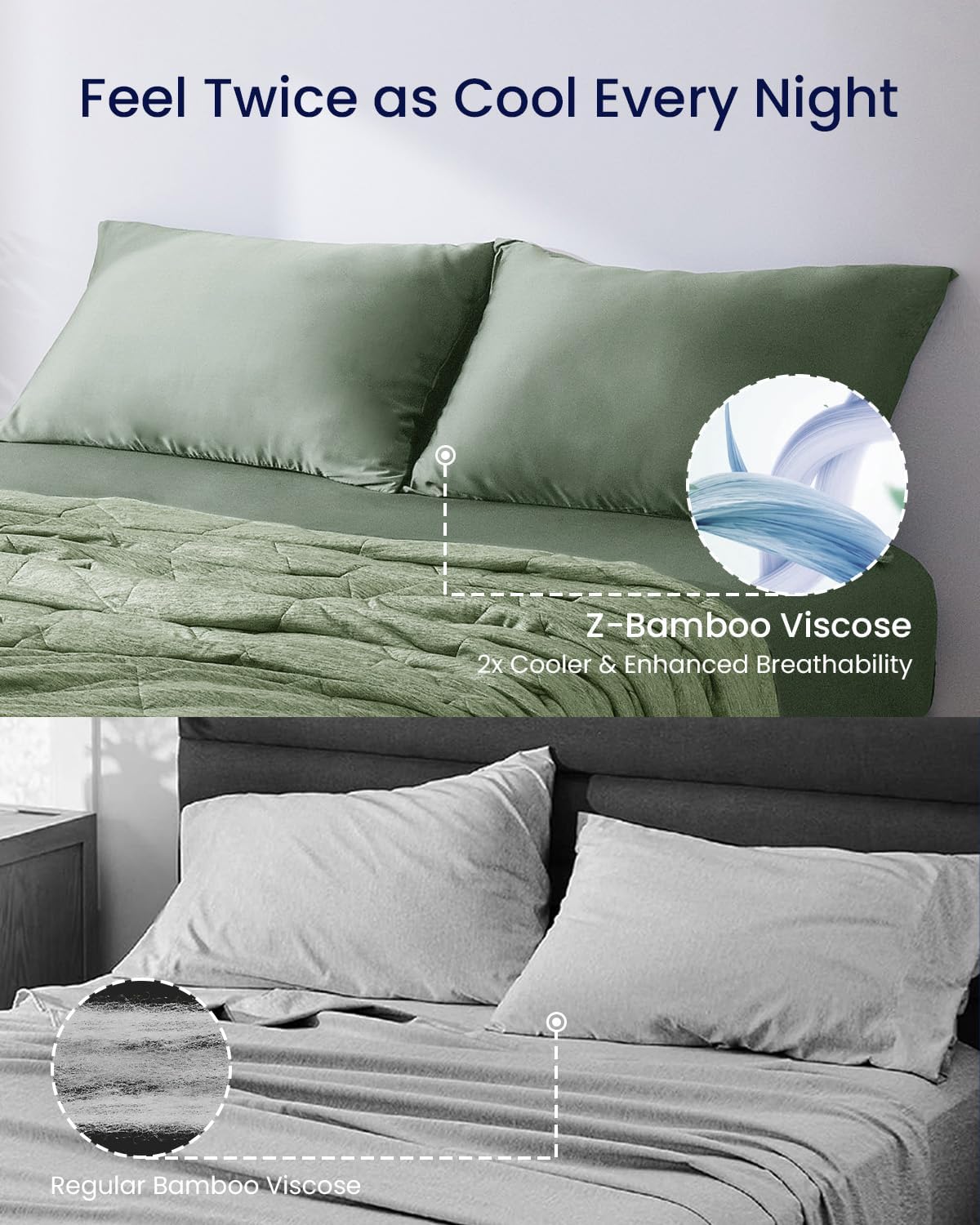 ZonLi ZMagic Cooling Pillow Cases King Size Set of 2 Viscose Derived from BambooSilky Soft Breathable Cold Pillow Covers Cooling Pillowcases for Hair and Skin 20x36 Inches04  Aurora Green