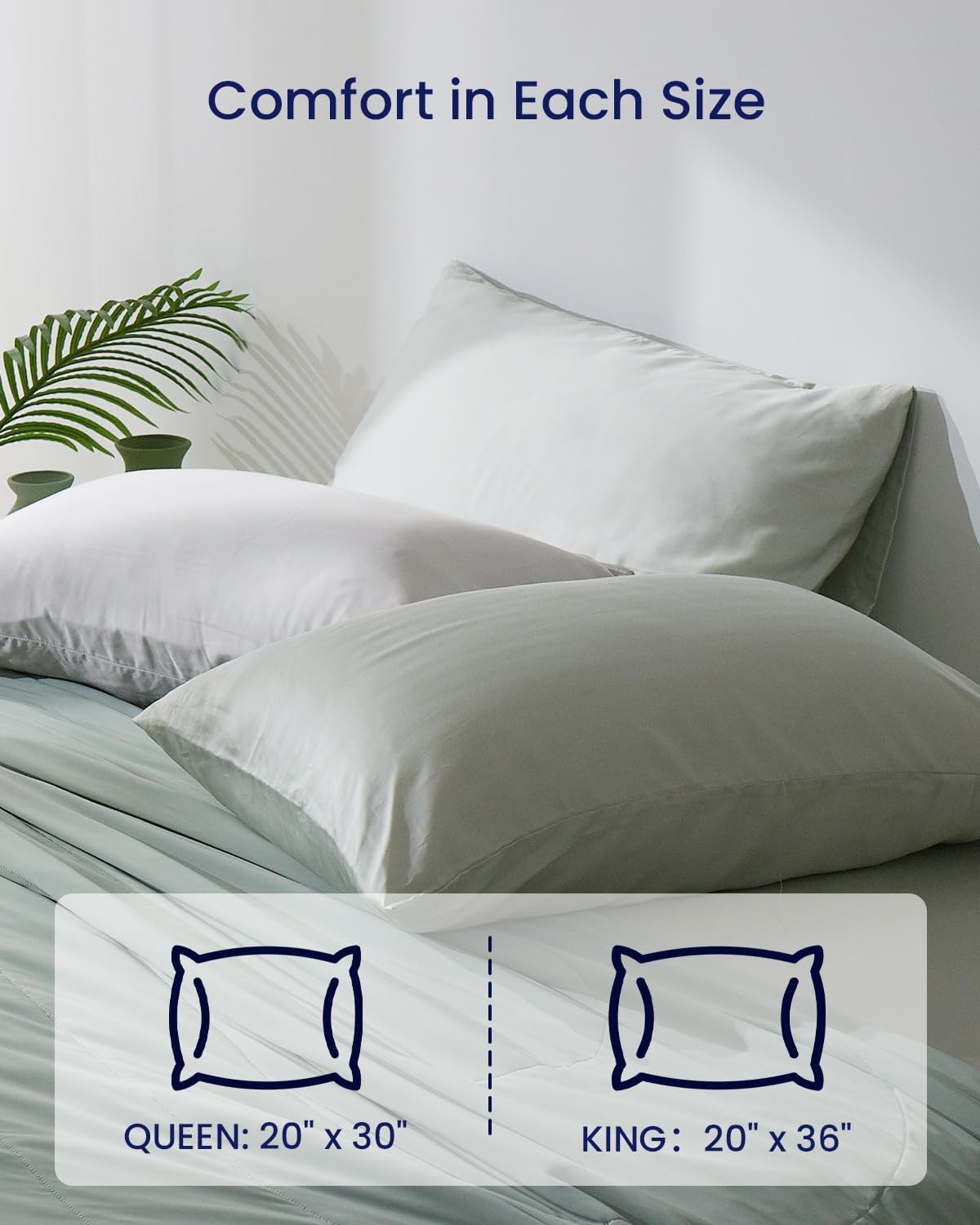 ZonLi ZMagic Cooling Pillow Cases King Size Set of 2 Viscose Derived from BambooSilky Soft Breathable Cold Pillow Covers Cooling Pillowcases for Hair and Skin 20x36 Inches08  Iceberg Green