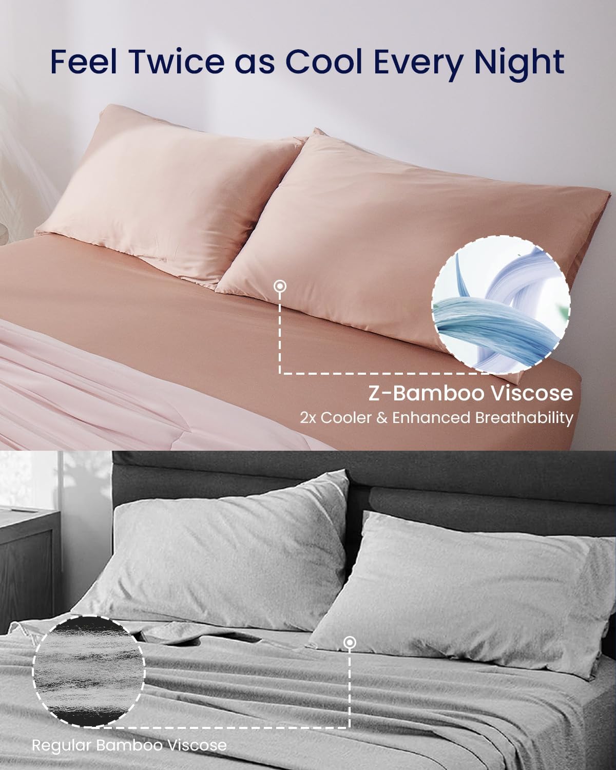 ZonLi ZMagic Cooling Pillow Cases King Size Set of 2 Viscose Derived from BambooSilky Soft Breathable Cold Pillow Covers Cooling Pillowcases for Hair and Skin 20x36 Inches09  Cameo Rose