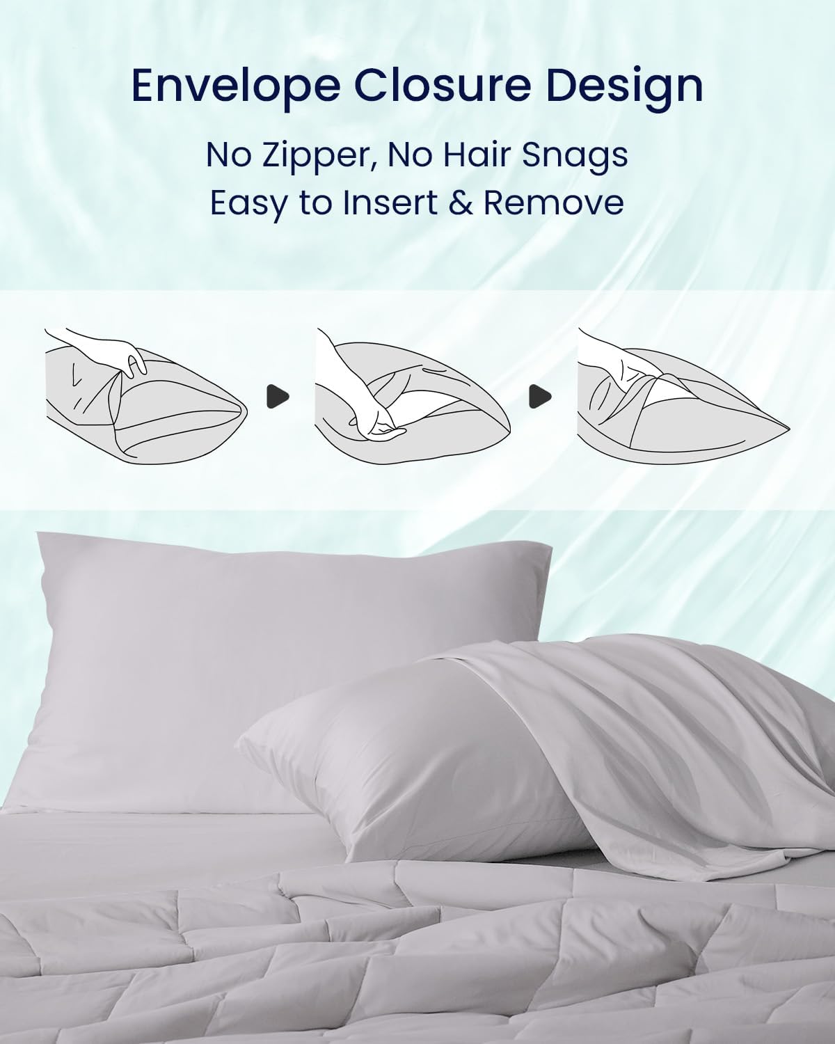 ZonLi ZMagic Cooling Pillow Cases King Size Set of 2 Viscose Derived from BambooSilky Soft Breathable Cold Pillow Covers Cooling Pillowcases for Hair and Skin 20x36 Inches06  Misty Gray
