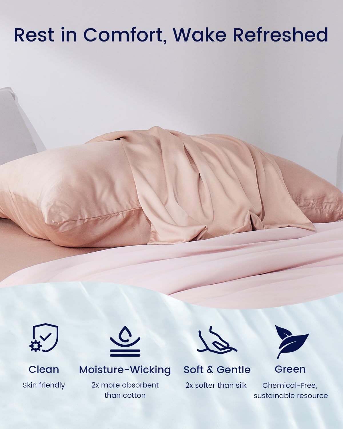 ZonLi ZMagic Cooling Pillow Cases King Size Set of 2 Viscose Derived from BambooSilky Soft Breathable Cold Pillow Covers Cooling Pillowcases for Hair and Skin 20x36 Inches09  Cameo Rose