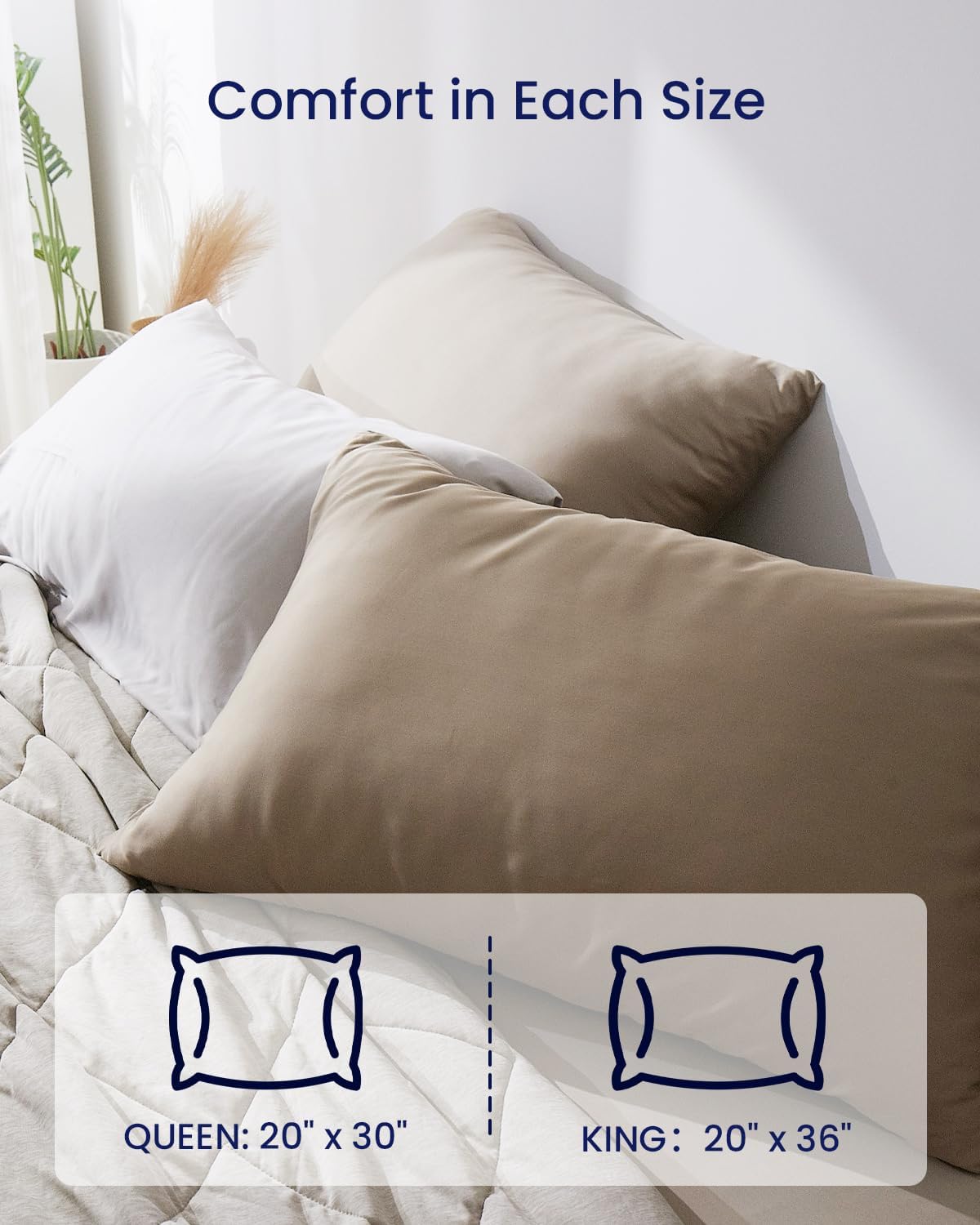 ZonLi ZMagic Cooling Pillow Cases King Size Set of 2 Viscose Derived from BambooSilky Soft Breathable Cold Pillow Covers Cooling Pillowcases for Hair and Skin 20x36 Inches03  Rustic Brown